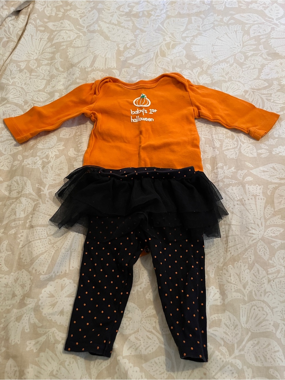 Baby Halloween Tutu Matching Set - Orange & Black
